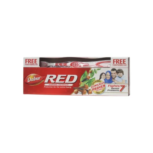 معجون الأسنان الأيورفيدي دابر ريد (Dabur Red) مع فرشاة أسنان مجانية