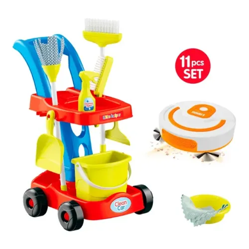 عربة أدوات تنظيف الأطفال (مجموعة 11 قطعة) - Cleaning Trolley