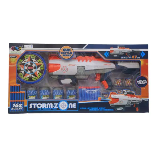 مسدس رصاص إسفنجي ناعم مع أهداف (STORM-ZONE) - Gun Battle Series