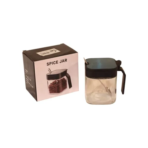 مطربان بهارات زجاجي مع مقبض وملعقة (Glass Spice Jar with Handle and Spoon)