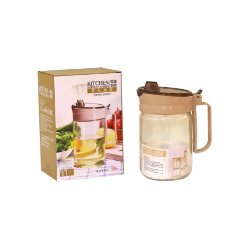 إبريق زجاجي لتخزين وصب الزيوت والصوص (Glass Oil and Sauce Dispenser)