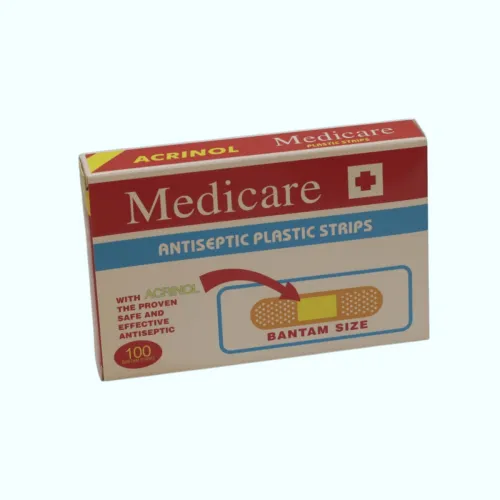شرائط بلاستيكية مطهرة للجروح ميدي كير بالأكرينول (Medicare Antiseptic Plastic Strips) – عبوة 100 قطعة