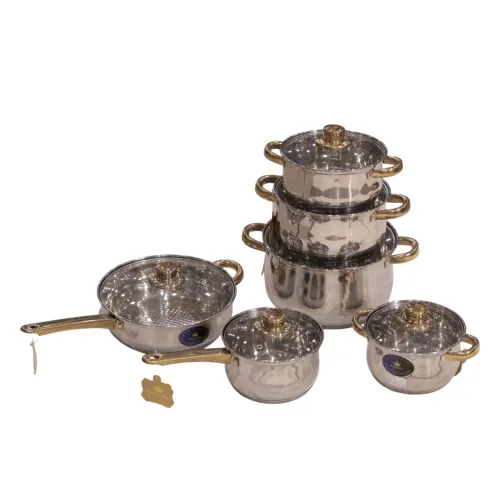 طقم أواني طهي ستانلس ستيل بيرغوف BERGHOFF Stainless Steel Cookware Set (بمقابض ذهبية فاخرة - متوفر كطقم متكامل أو قطع مفردة)