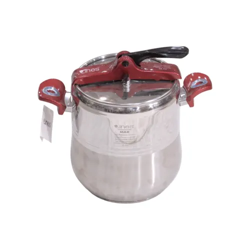 طنجرة قدر ضغط ستانلس ستيل لاينز Lines Stainless Steel Pressure Cooker سعة 14 لتر (مع غطاء زجاجي إضافي - 3 قطع)